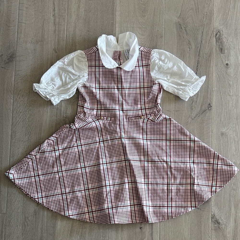 Janie and Jack Plaid Dress with White Collar and Sleeves